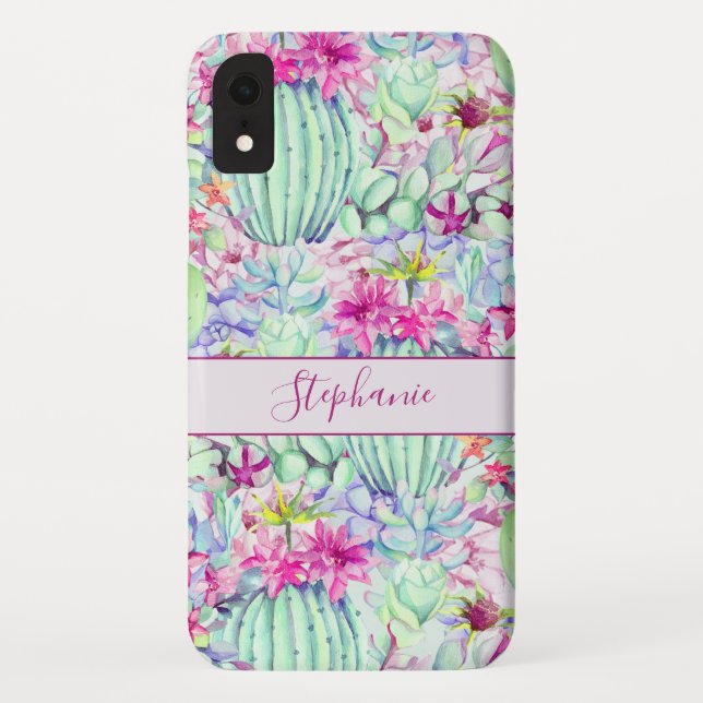 Funda De Case-Mate Para iPhone Cactus Suculento Foliage Floral Personalizado (Reverso)