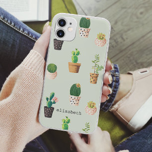 Funda Para iPhone 11 Cactus suculento Romantic Cute añade tu nombre