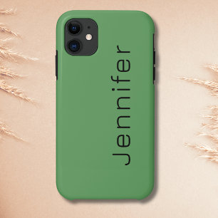 Funda Para iPhone 11 Cactus Verde Color Sólido Nombre Minimalista