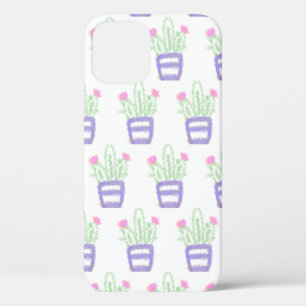 Funda Para iPhone 12 Cactus verde morado simple brillo personalizado
