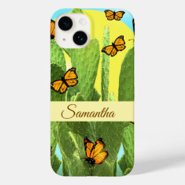 Funda Para iPhone 14 De Case-Mate Cactus y mariposas caprichosos