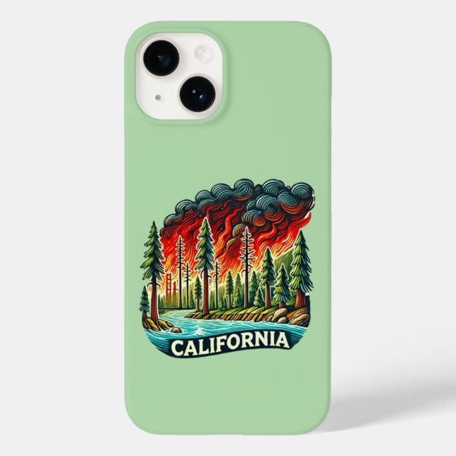 Funda De Case-Mate Para iPhone cadena de claves de INCENDIO DE CALIFORNIA DE CONC (Reverso )