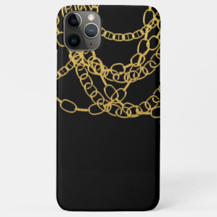 Funda Para iPhone 11 Pro Max Cadena de Oro Cadena Negra de Hip Hop