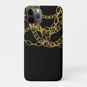 Funda Para iPhone 11 Pro Cadenas de oro de cadera negra