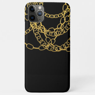 Funda Para iPhone 11 Pro Max Cadenas de oro de cadera negra