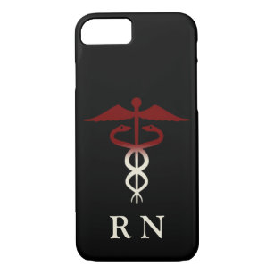 Funda Para iPhone 8/7 Caduceo rojo de la enfermera registradoa del RN