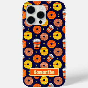 Funda Para iPhone 15 Pro Max Cae de calabaza Donuts & Coffee Blue
