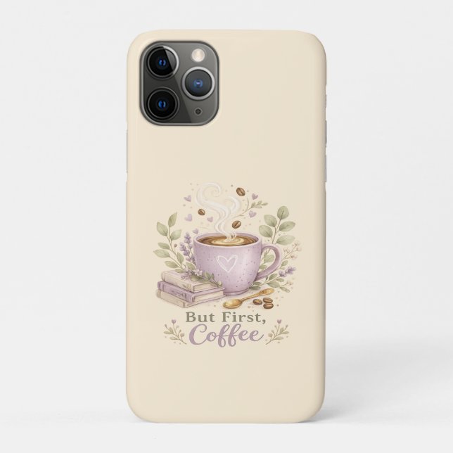 Funda De Case-Mate Para iPhone Café Acuarela Lavanda Acogedor (Reverso)