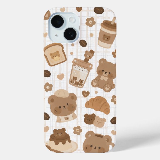 Funda De Case-Mate Para iPhone Café Cozy Bear (Reverso )