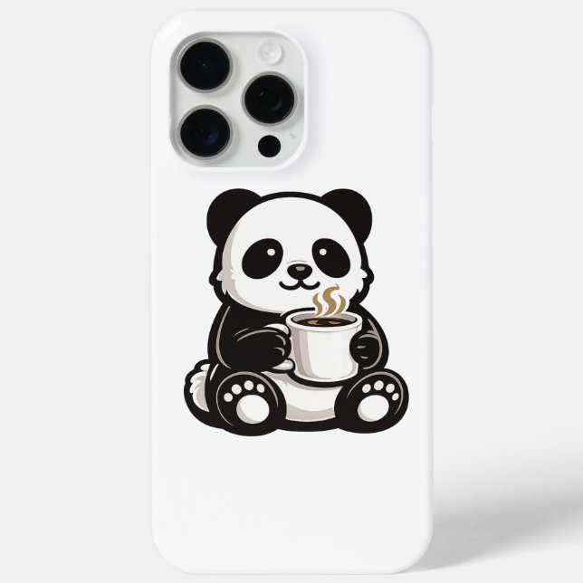 Funda De Case-Mate Para iPhone Café de Panda Adorable – Panda Kawaii Sosteniendo  (Reverso )