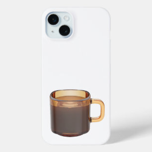 Funda Para iPhone 15 Mini Café de vidrio marrón con café preparado