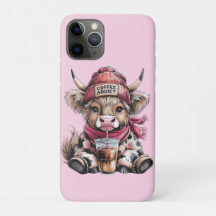 Funda Para iPhone 11 Pro Café delicioso de café de vaca de la Cute Highland