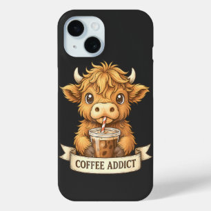 Funda Para iPhone 15 Café delicioso de café de vaca de la Cute Highland