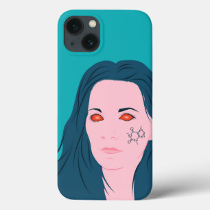Funda Para iPhone 13 Café Lover Chica Blue Hair Caffeine Tattoo