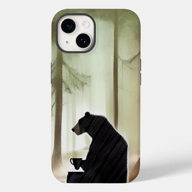 Funda De Case-Mate Para iPhone Café para beber oso en los bosques (Reverso )