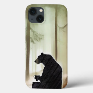 Funda Para iPhone 13 Café para beber oso en los bosques