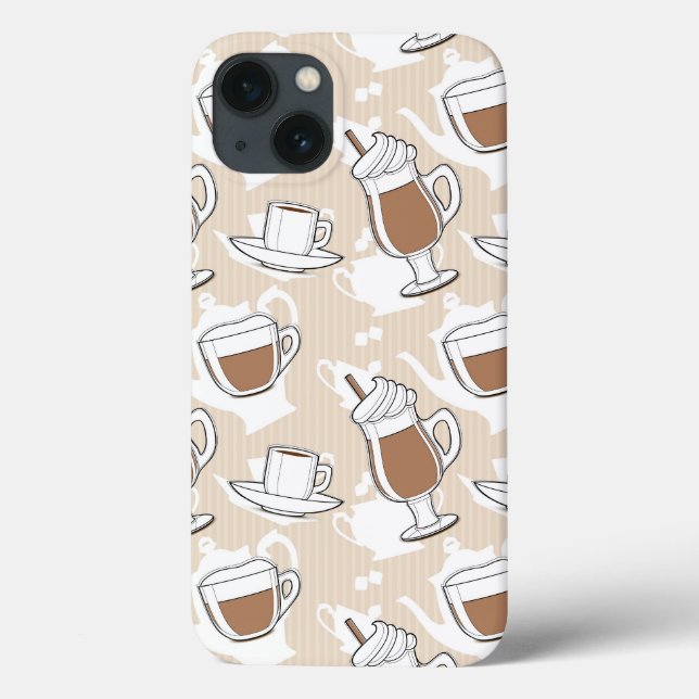 Funda De Case-Mate Para iPhone Café, patrón dulce (Reverso)