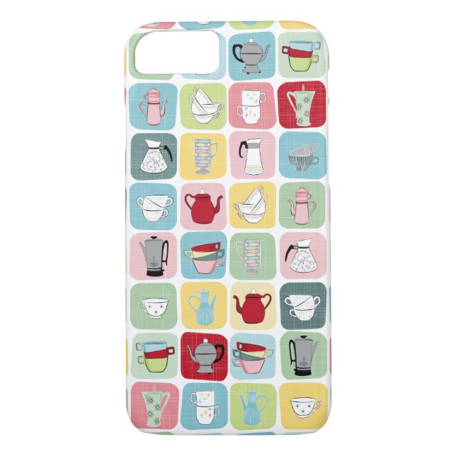 Funda De Case-Mate Para iPhone Cafés y tazas retro (Reverso)