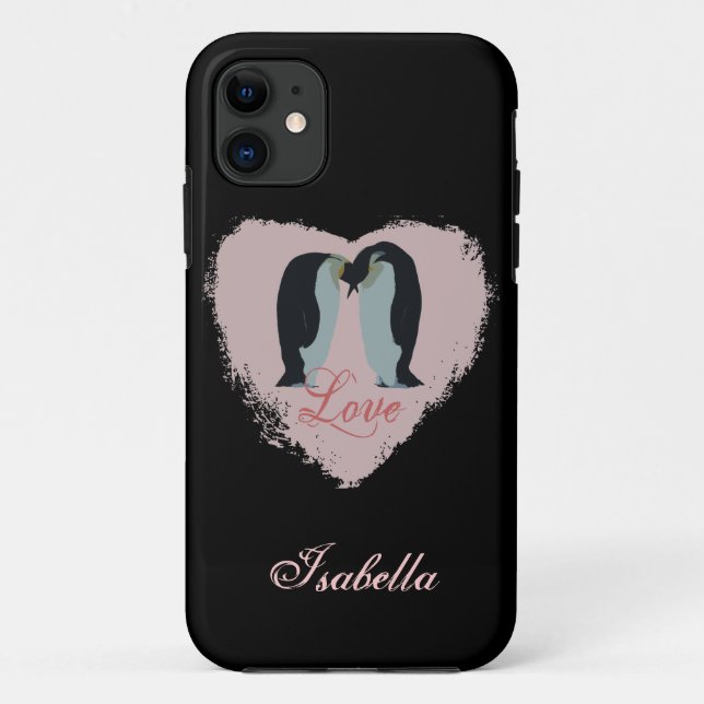 Funda De Case-Mate Para iPhone Caixa personalizada amor do pinguim (Reverso)