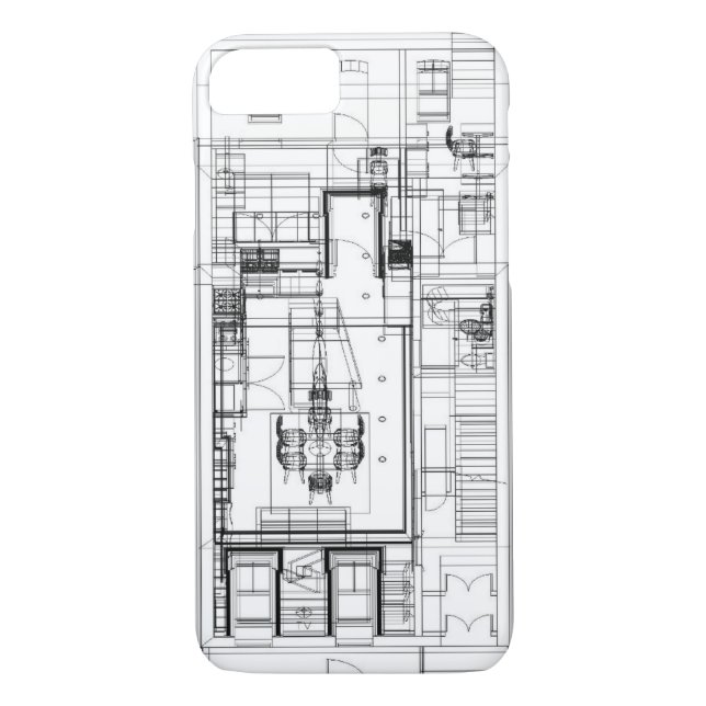 Funda De Case-Mate Para iPhone Caja arquitectónica del teléfono del wireframe (Reverso)