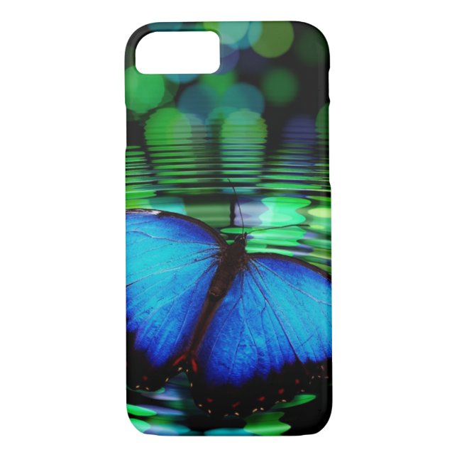 Funda De Case-Mate Para iPhone Caja azul del iPhone 7 de la mariposa (Reverso)