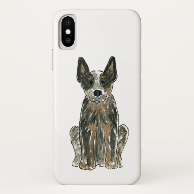 Funda De Case-Mate Para iPhone Caja azul del teléfono de Heeler del perro (Reverso)