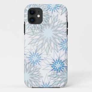 Funda Para iPhone 11 Caja azul y blanca del copo de nieve abstracto del