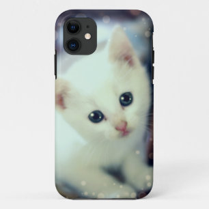 Funda Para iPhone 11 Caja blanca linda del iphone del gatito
