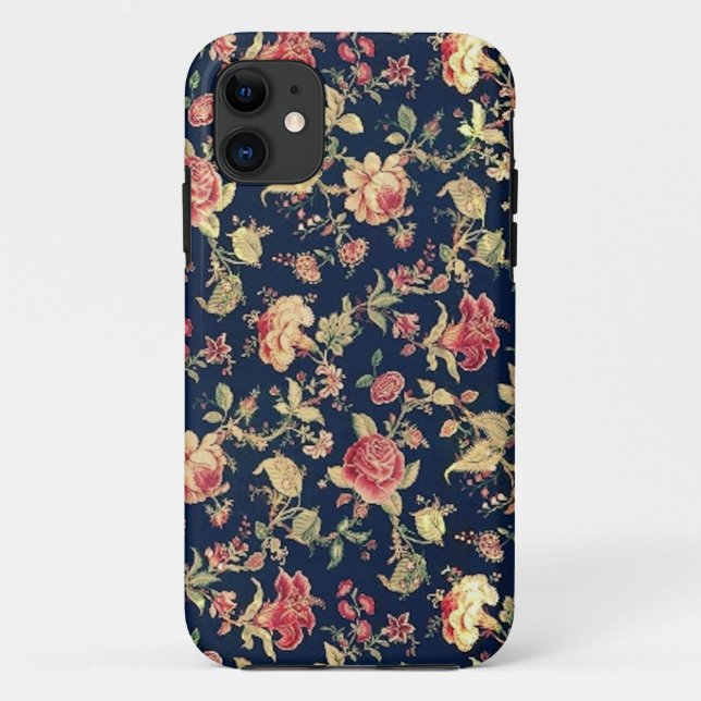 Funda De Case-Mate Para iPhone Caja color de rosa floral del iPhone del vintage (Reverso)
