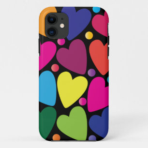 Funda Para iPhone 11 Caja colorida del teléfono de los corazones