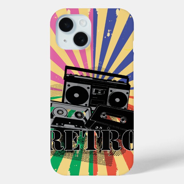 Funda De Case-Mate Para iPhone Caja de boom y casetes de estilo retro (Reverso )