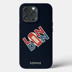 Funda Para iPhone 13 Pro Caja de teléfono azul roja de ciudades del mundo d