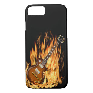 Funda Para iPhone 8/7 Caja del teléfono de la guitarra, negro, fuego,