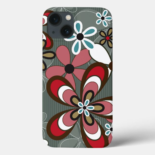 Funda De Case-Mate Para iPhone Caja enrrollada retra del teléfono del flower (Reverso)