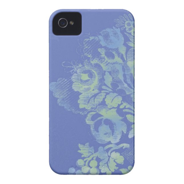 Funda De Case-Mate Para iPhone Caja floral azul del iPhone 4/4S (Atrás)