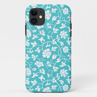 title_seo2 Caja floral azul del iPhone 5 del damasco de