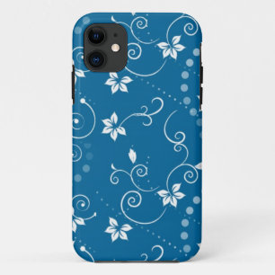 Funda Para iPhone 11 Caja floral azul del iPhone de Swirly del vintage