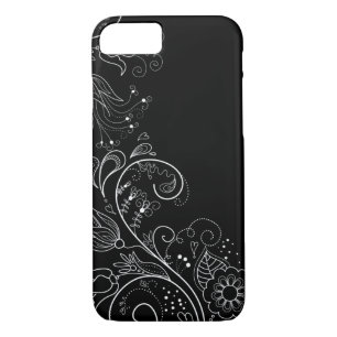 Funda Para iPhone 8/7 Caja floral caprichosa negra y blanca del iPhone 7