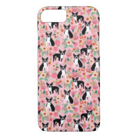 Caja floral del teléfono de Boston Terrier - caso