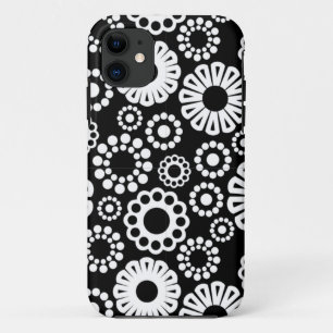 Funda Para iPhone 11 Caja negra retra del iPhone 5 de las flores