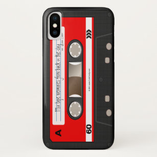 Funda Para iPhone X Caja personalizada retra roja de la cinta de