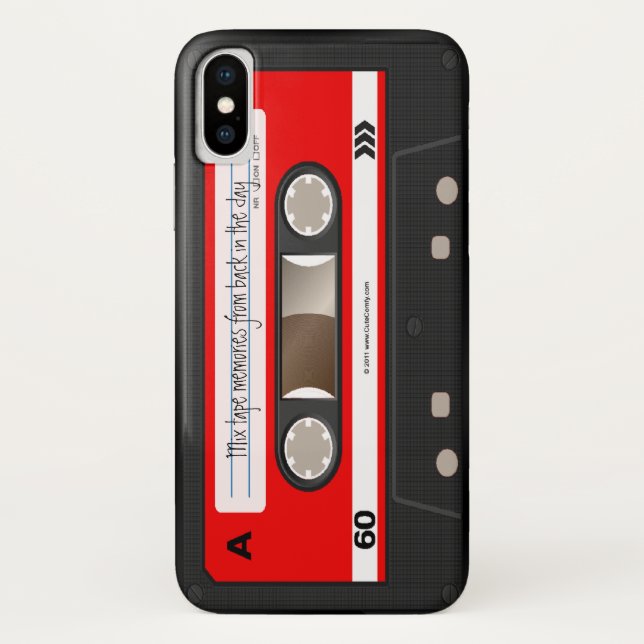 Funda De Case-Mate Para iPhone Caja personalizada retra roja de la cinta de (Reverso)