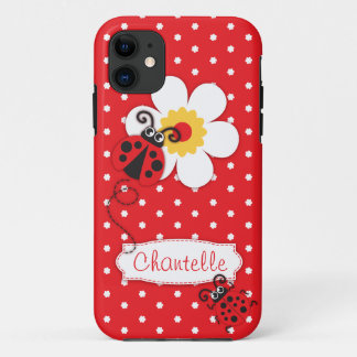 Funda Para iPhone 11 Caja roja del iphone 5 de la mariquita del nombre