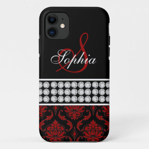 Funda Para iPhone 11 Caja roja negra conocida del iPhone 5 del damasco