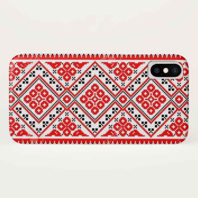 Funda De Case-Mate Para iPhone Caja roja ucraniana de la galaxia del iPhone del (Reverso (horizontal))
