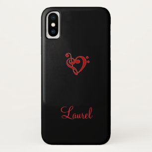 Funda Para iPhone X Caja roja y negra del iPhone X del corazón del