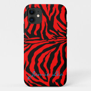 Funda Para iPhone 11 Caja roja y negra del teléfono de la cebra