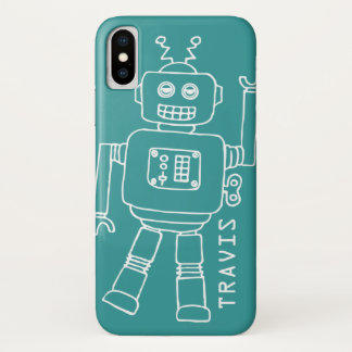 Funda Para iPhone X Caja verde azulada de la diversión y blanca
