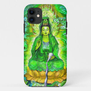 Funda Para iPhone 11 Caja verde del iPhone 5 de Kuan Yin de la diosa