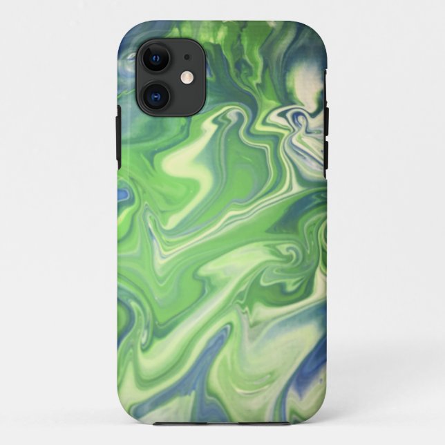 Funda De Case-Mate Para iPhone Caja veteada azulverde del teléfono (Reverso)